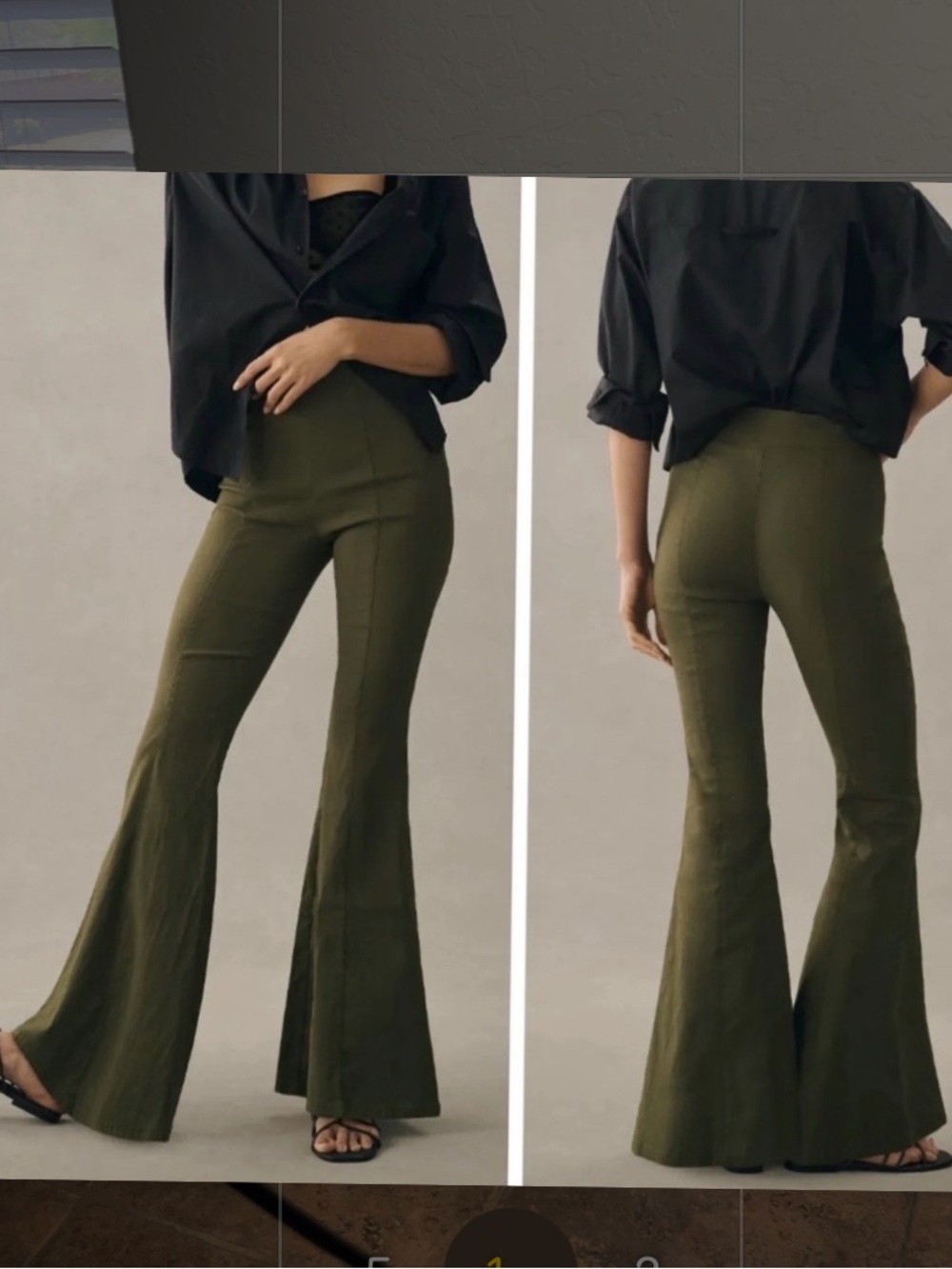 Maeve Olive High-Rise Flare Pants